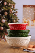 Load image into Gallery viewer, Mason Cash Green Deck the Halls Christmas Mixing Bowl Size 24 (Limited Edition)
