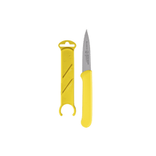 Load image into Gallery viewer, Messermeister Yellow Spear Point Parer with Matching Sheath - 3" [Online Only]

