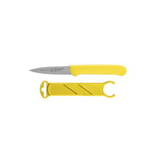 Load image into Gallery viewer, Messermeister Yellow Spear Point Parer with Matching Sheath - 3" [Online Only]
