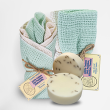 Load image into Gallery viewer, Carolina Cottons Starter Kit 100% Cotton Dishcloth 11" x 11" (4), Kitchen Towel 24" x 15" (2), Dish Soaps (1 Each Scent) [Online Only]
