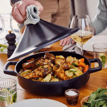 Load image into Gallery viewer, Alva Cast Enamel Moroccan Tagine Black— 3 QT. [Online Only]
