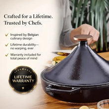 Load image into Gallery viewer, Alva Cast Enamel Moroccan Tagine Black— 3 QT. [Online Only]
