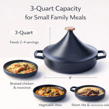 Load image into Gallery viewer, Alva Cast Enamel Moroccan Tagine Black— 3 QT. [Online Only]

