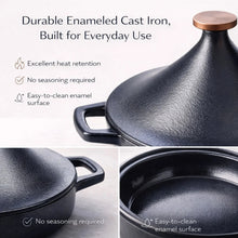 Load image into Gallery viewer, Alva Cast Enamel Moroccan Tagine Black— 3 QT. [Online Only]
