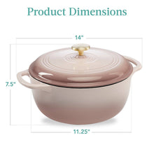Load image into Gallery viewer, 6 Quart Large Pink Beige Off-White Enamel Cast-Iron Dutch Oven Kitchen Cookware [Online Only]
