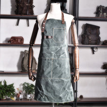 Load image into Gallery viewer, Green Canvas Apron With Leather [Online Only]
