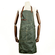 Load image into Gallery viewer, Green Canvas Apron With Leather [Online Only]
