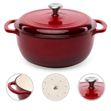 Load image into Gallery viewer, 6 Quart Large Red Enamel Cast-Iron Dutch Oven Kitchen Cookware [Online Only]
