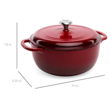 Load image into Gallery viewer, 6 Quart Large Red Enamel Cast-Iron Dutch Oven Kitchen Cookware [Online Only]
