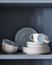Load image into Gallery viewer, Lines Blue Stoneware 4 Piece Dinnerware Set, Service For 1 [Online Only]
