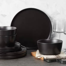 Load image into Gallery viewer, 16-Piece Stoneware Dinnerware Set in Matte Black - Service for 4 [Online Only]
