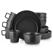 Load image into Gallery viewer, 16-Piece Stoneware Dinnerware Set in Matte Black - Service for 4 [Online Only]
