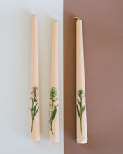Load image into Gallery viewer, Floral Inlaid Tapered Candle in Cream Set of 3 [Online Only]
