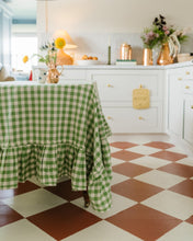 Load image into Gallery viewer, Moss Ruffled Gingham Tablecloth [Online Only]
