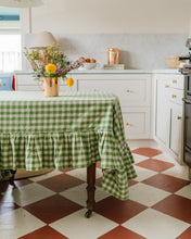 Load image into Gallery viewer, Moss Ruffled Gingham Tablecloth [Online Only]
