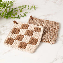 Load image into Gallery viewer, Knitted Pot Holder Brown &amp; Cream (2 styles)
