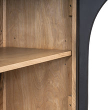 Load image into Gallery viewer, 4-Door Large Storage Sideboard Buffet Cabinet with Glass Doors Arched Cabinet (Black) [Online Only]
