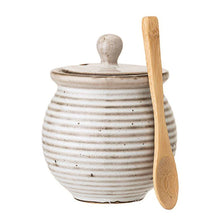 Load image into Gallery viewer, White Reactive Glaze Stoneware Honey Pot
