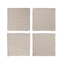 Load image into Gallery viewer, Cotton Double Cloth Napkins with Grid/Stripe Pattern (Set of 4)
