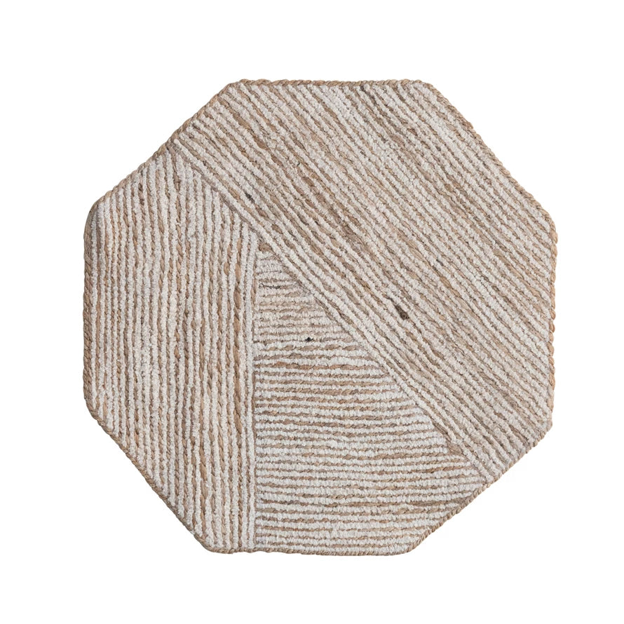 Cotton & Jute Embroidered Octagon Placemat