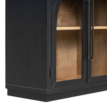 Load image into Gallery viewer, 4-Door Large Storage Sideboard Buffet Cabinet with Glass Doors Arched Cabinet (Black) [Online Only]
