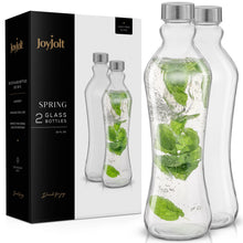 Load image into Gallery viewer, Glass Water Bottles with Stainless Steel Cap - Set of 2
