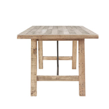 Load image into Gallery viewer, Rustic Dining Table with Metal Support in Natural Pine Wood Finish [Online Only]
