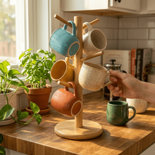 Load image into Gallery viewer, Bamboo Coffee Cup Tree Holder [Online Only]
