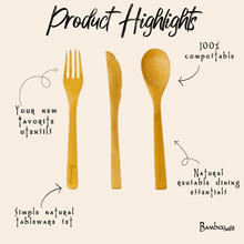 Load image into Gallery viewer, Bamboo Utensil — Fork, Knife, or Spoon [Online Only]
