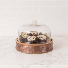 Load image into Gallery viewer, Glass Cloche with Wood Dimpled Base
