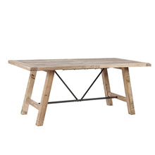 Load image into Gallery viewer, Rustic Dining Table with Metal Support in Natural Pine Wood Finish [Online Only]
