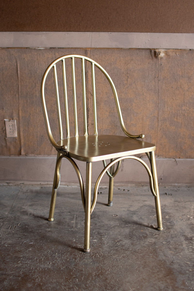 Antique Brass Finish Metal Chair
