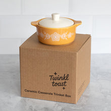 Load image into Gallery viewer, Pyrex-Inspired Butterfly Gold Casserole Ceramic Trinket Box [Online Only]
