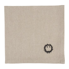 Load image into Gallery viewer, Natural Embroidered Holiday Napkin (Wreath)
