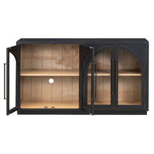 Load image into Gallery viewer, 4-Door Large Storage Sideboard Buffet Cabinet with Glass Doors Arched Cabinet (Black) [Online Only]
