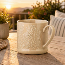 Load image into Gallery viewer, Embossed Floral Ceramic Mug 18 oz.
