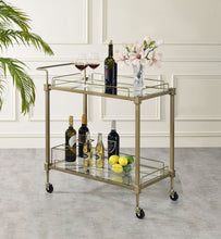 Load image into Gallery viewer, Aditya Mirrored &amp; Antique Brass Finish Serving Cart [Online Only]
