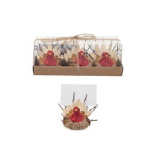 Load image into Gallery viewer, Dried Natural Corn Husk Turkeys w/ 12 Place Card/Photo Holders (Boxed Set of 3)
