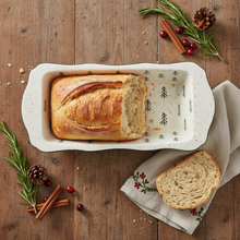Load image into Gallery viewer, Holiday Fir Green Stoneware Loaf Pan

