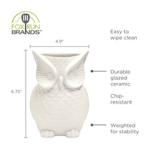 Load image into Gallery viewer, White Ceramic Owl Utensil Crock

