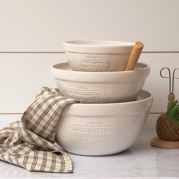 White Cottage Ceramic Mixing Bowls (3 Styles)