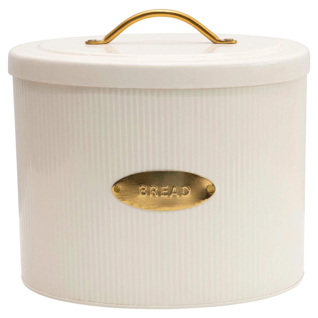 Cream Metal Storage Bread Box with Lid