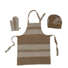 Load image into Gallery viewer, Cotton Waffle Weave Child Apron w/Chef Hat &amp; Oven Mitt, (Set of 3)

