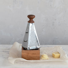 Load image into Gallery viewer, Stainless Steel Grater w/ Acacia Wood Handle &amp; Base
