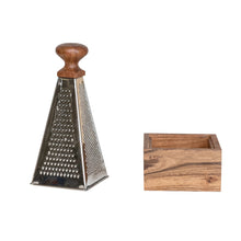 Load image into Gallery viewer, Stainless Steel Grater w/ Acacia Wood Handle &amp; Base
