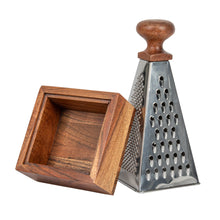 Load image into Gallery viewer, Stainless Steel Grater w/ Acacia Wood Handle &amp; Base
