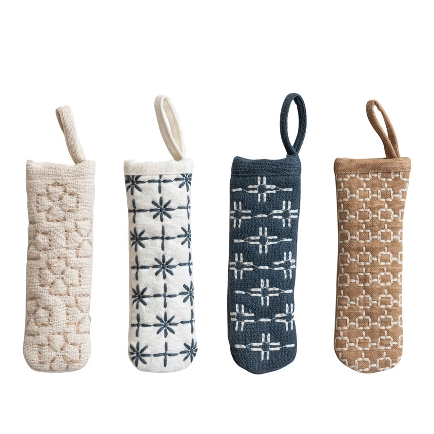 Cotton Pot Handle Cover with Embroidered Pattern & Loop (4 Styles)