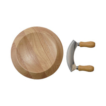 Load image into Gallery viewer, Rubberwood Herb Cutting Board w/Stainless Steel Mezzaluna
