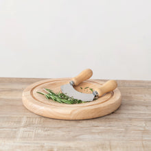Load image into Gallery viewer, Rubberwood Herb Cutting Board w/Stainless Steel Mezzaluna
