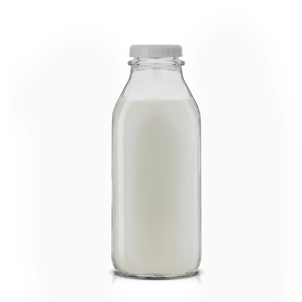 Reusable Clear Glass Milk Bottle with Lid